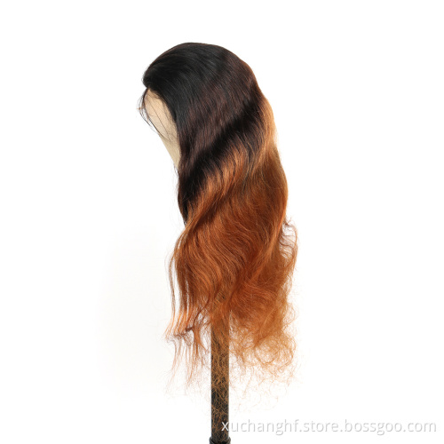Ombre Blonde Highlights Color 13x6 Deep part Lace Front Human Hair Wigs 180% Density 360 Wig